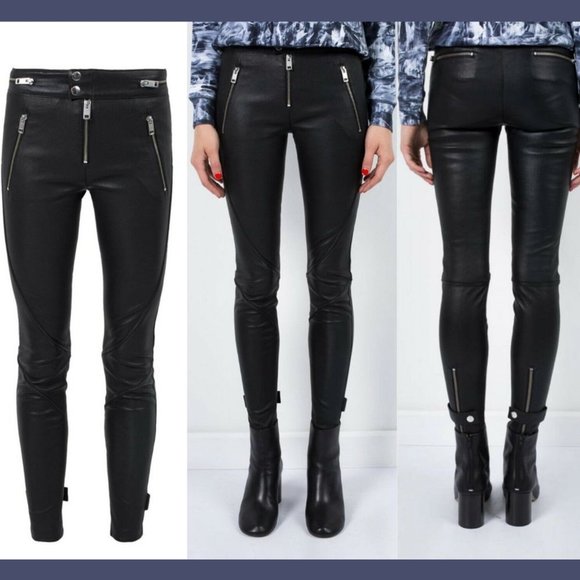 NWT $998 Diesel 'L-Elide' Leather Pants w/ Zipper-Detail in‎ Black [SZ 26 ] - Picture 13 of 13